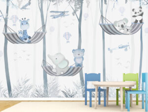 מדבקת טפט | בעלי חיים ישנים כחול