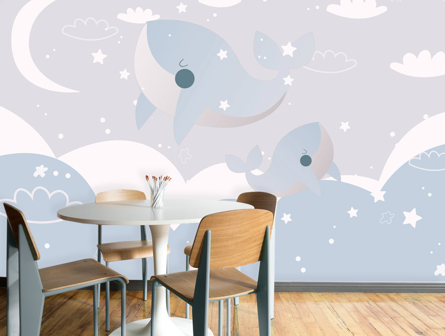 מדבקת טפט | לויתנים כחולים