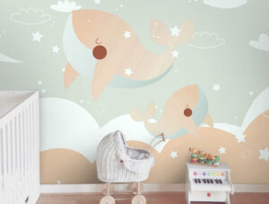 מדבקת טפט | לויתנים כתומים