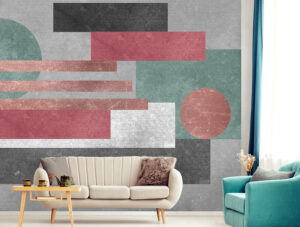 מדבקת טפט | טקסטורה מעניינת על צורות אדום ירוק