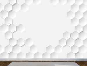 מדבקת טפט | משושי 3D לבנים