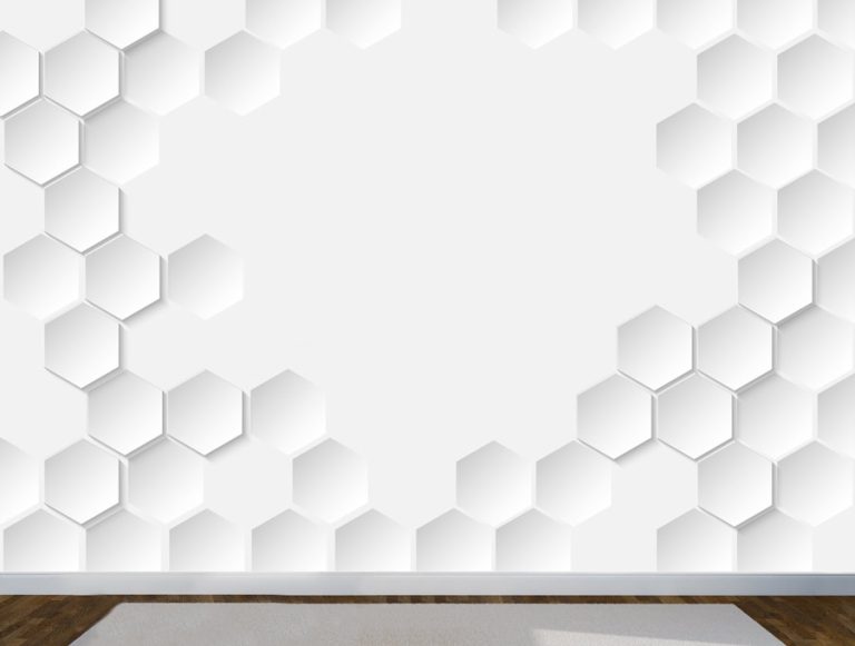 מדבקת טפט | משושי 3D לבנים