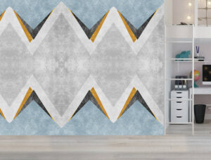 מדבקת טפט | קוצים בגווני כחול וצהוב