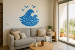 הפוך את החלל לחופשה על החוף עם מדבקת גלים מרשימה. בחר את הצבע והגודל המושלם לביתך.