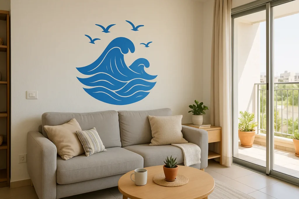 מדבקת קיר גלים מעוצבת לבחירה אישית