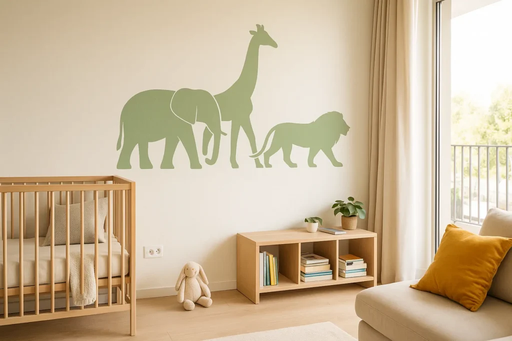 מדבקת קיר ויניל בעיצוב ספארי לחדר ילדים