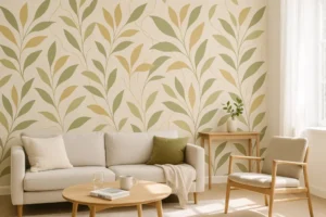גלה את ההרמוניה המושלמת של עלי זהב וירוק על רקע עדין. טפט זה מביא מראה נעים וטבעי לכל חלל, ומשדרג את האווירה באלגנטיות יוצאת דופן.