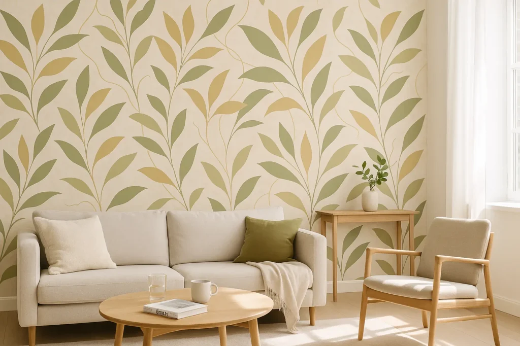 טפט עלי זהב וירוק אלגנטי