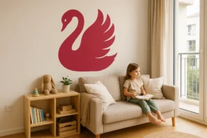 הפוך את חדר השינה למלכותי עם מדבקת הברבור המהודרת שלנו, זמינה בכל צבע וגודל שתחפצו.