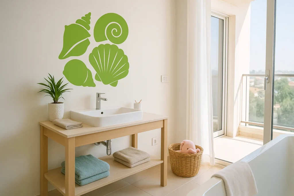 סט מדבקות צדפים מעוצבות לקיר