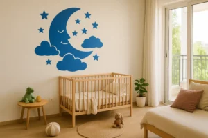 הפכו את חדרי הילדים לממלכת חלומות עם מדבקת הירח הקסומה בצבע ובגודל המועדפים עליכם.