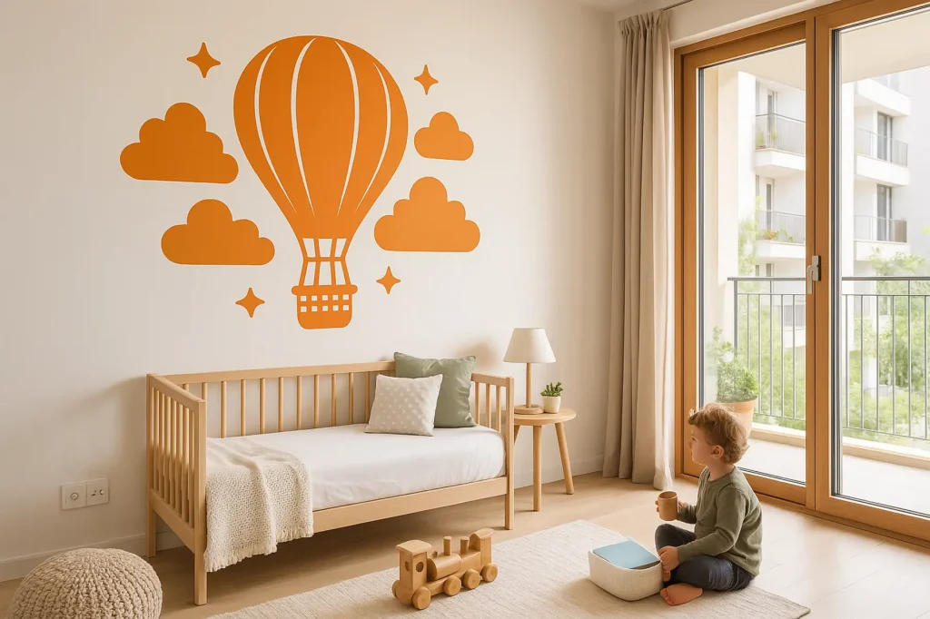 מדבקת קיר בלון פורח מעוצבת לחדרי ילדים