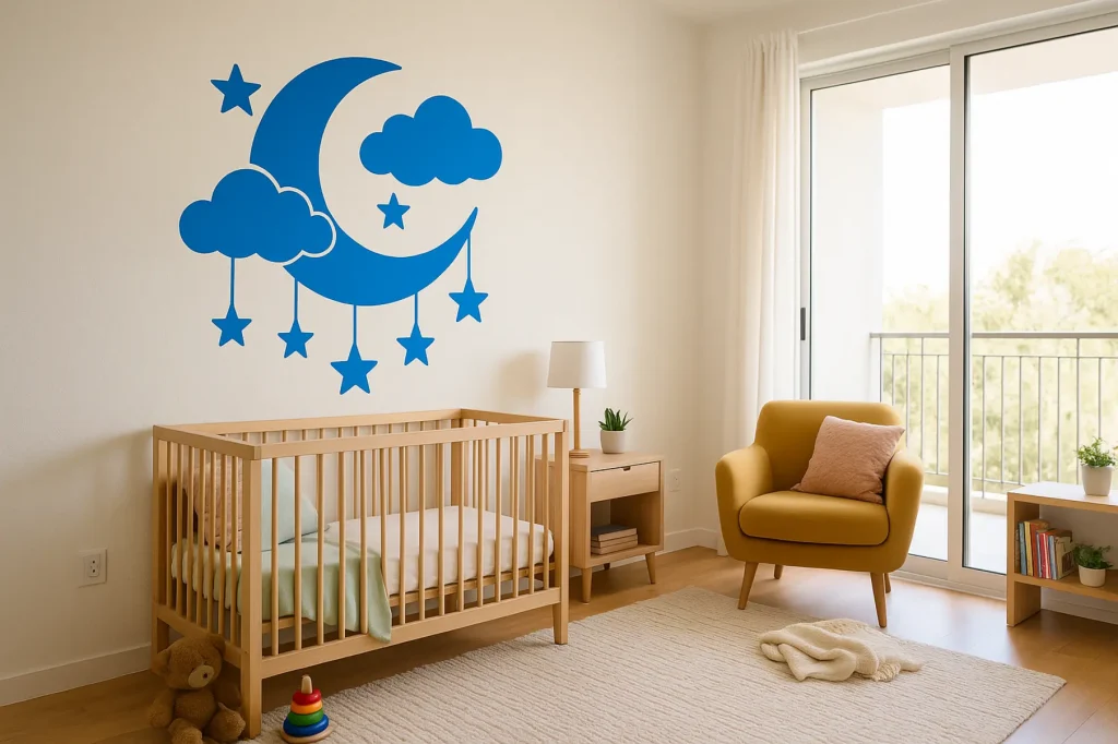 מדבקת קיר ירח וכוכבים לתינוקות