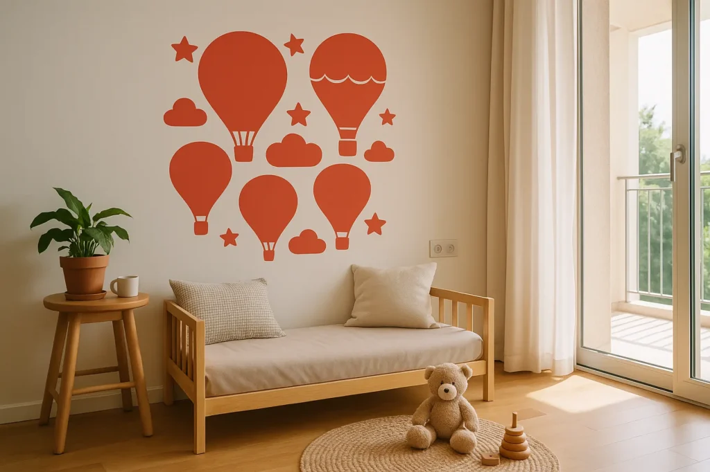 מדבקת קיר בלונים פורחים לחדר ילדים