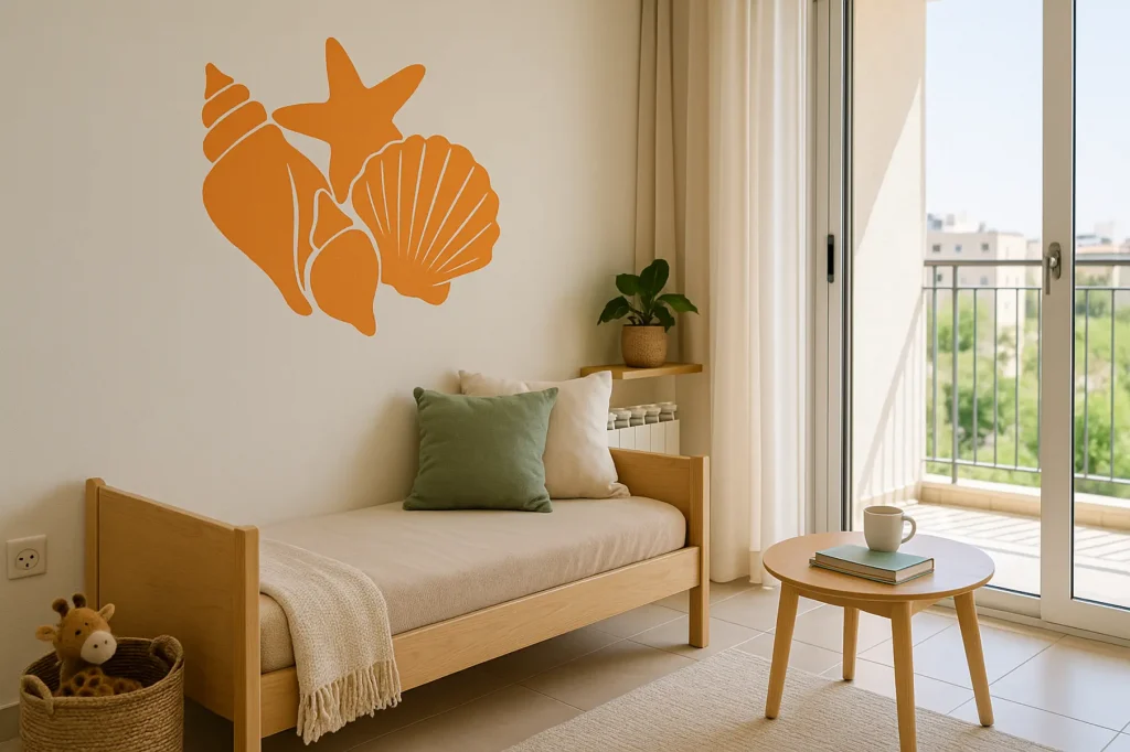 מדבקות קיר צדפים לעיצוב חדרי רחצה