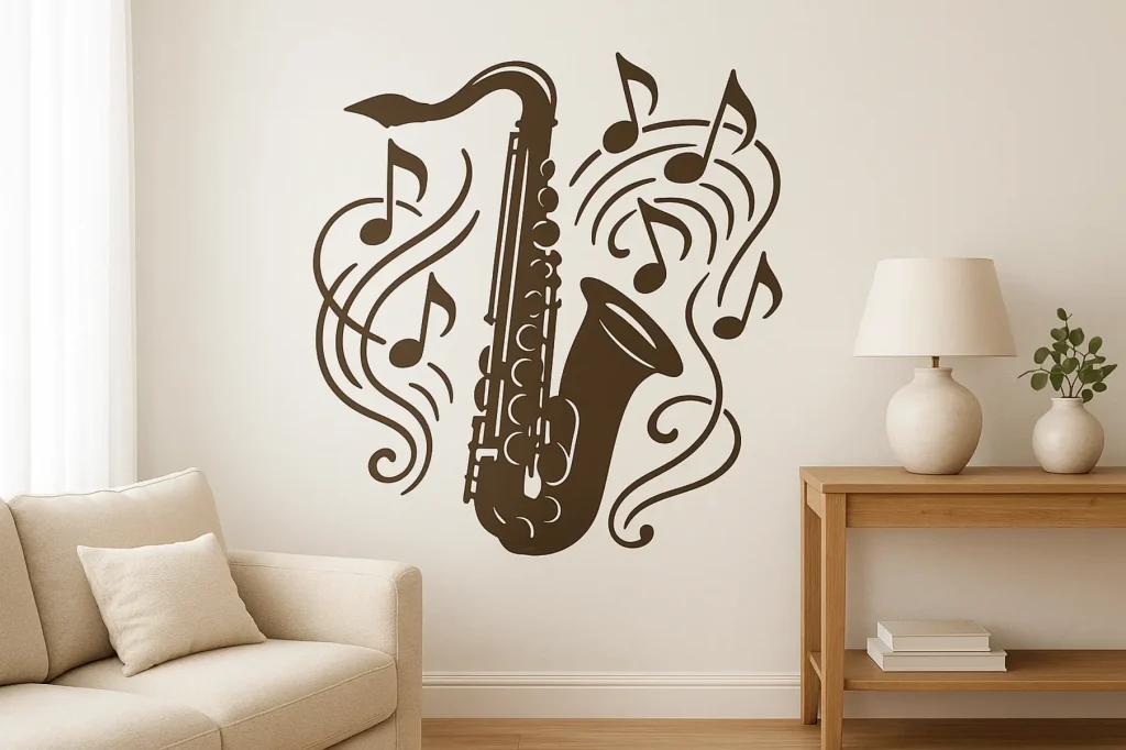 מדבקת קיר סקסופון ומוזיקה