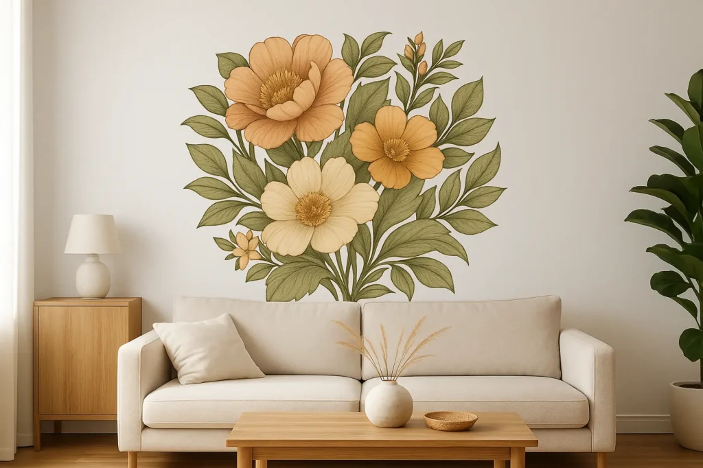 מדבקת קיר פרחונית יוקרתית לכל חדר