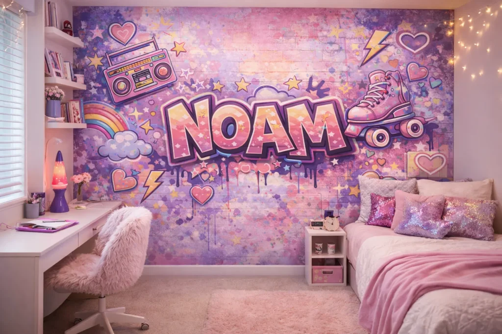 טפט חדר ילדים בעיצוב פופ ארט עם גרפיקה צבעונית