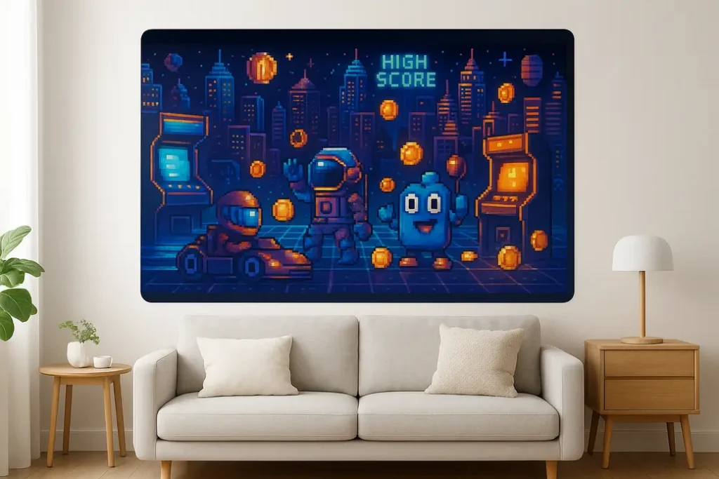 מדבקת קיר לחדר נוער בסגנון רטרו צבעוני