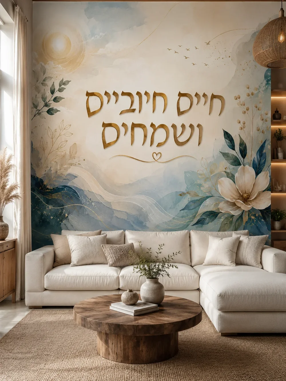 טקסט עברי בעיטור פרחוני