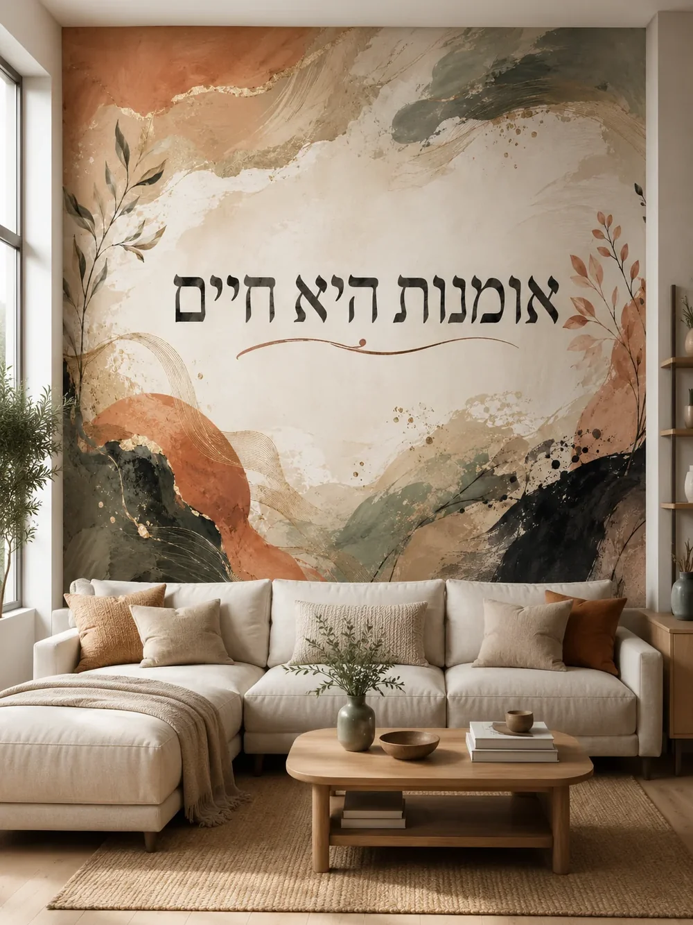 עלה מופשט בטונים ארציים