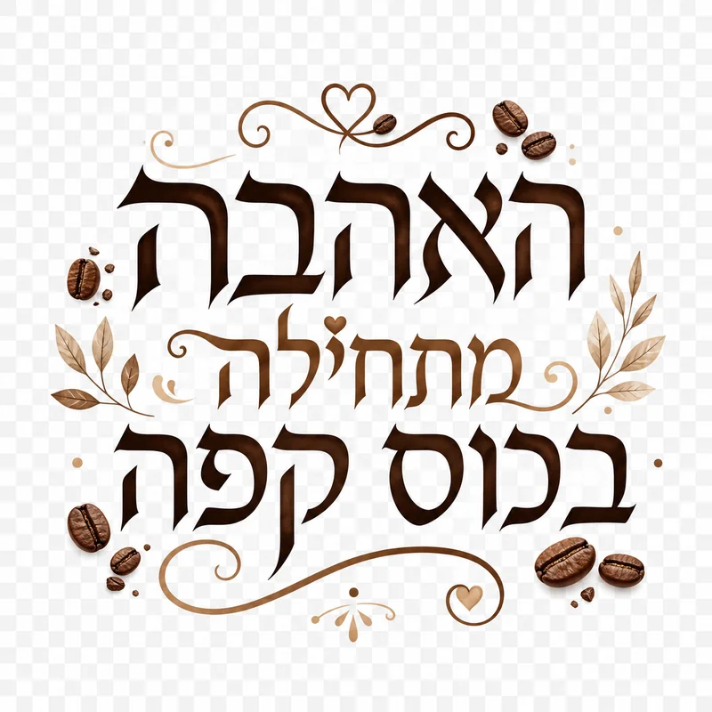 ציטוט בעברית עם מוטיב פולי קפה, עיצוב מינימליסטי וקווים נקיים.