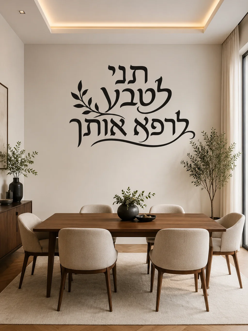 קליגרפיה עברית עם עלים