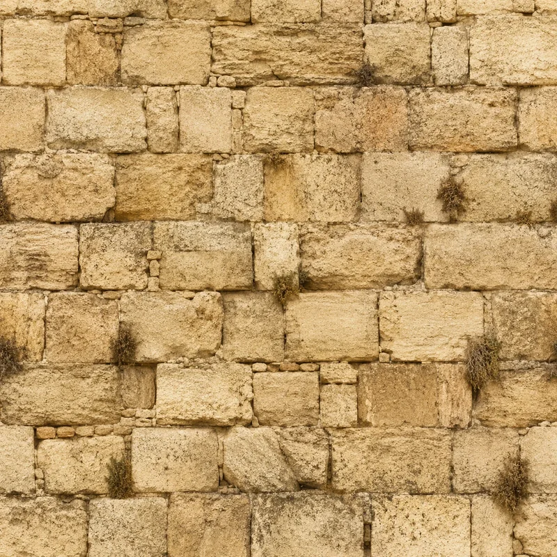 קיר לבנים מאבן בגווני בז' וחום בהיר, בעל מרקם עשיר