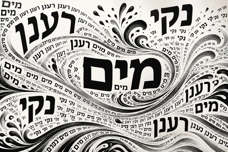טקסט עברי מתפתל בעיצוב דינמי בצבעי שחור ולבן, כזרמים של מים.