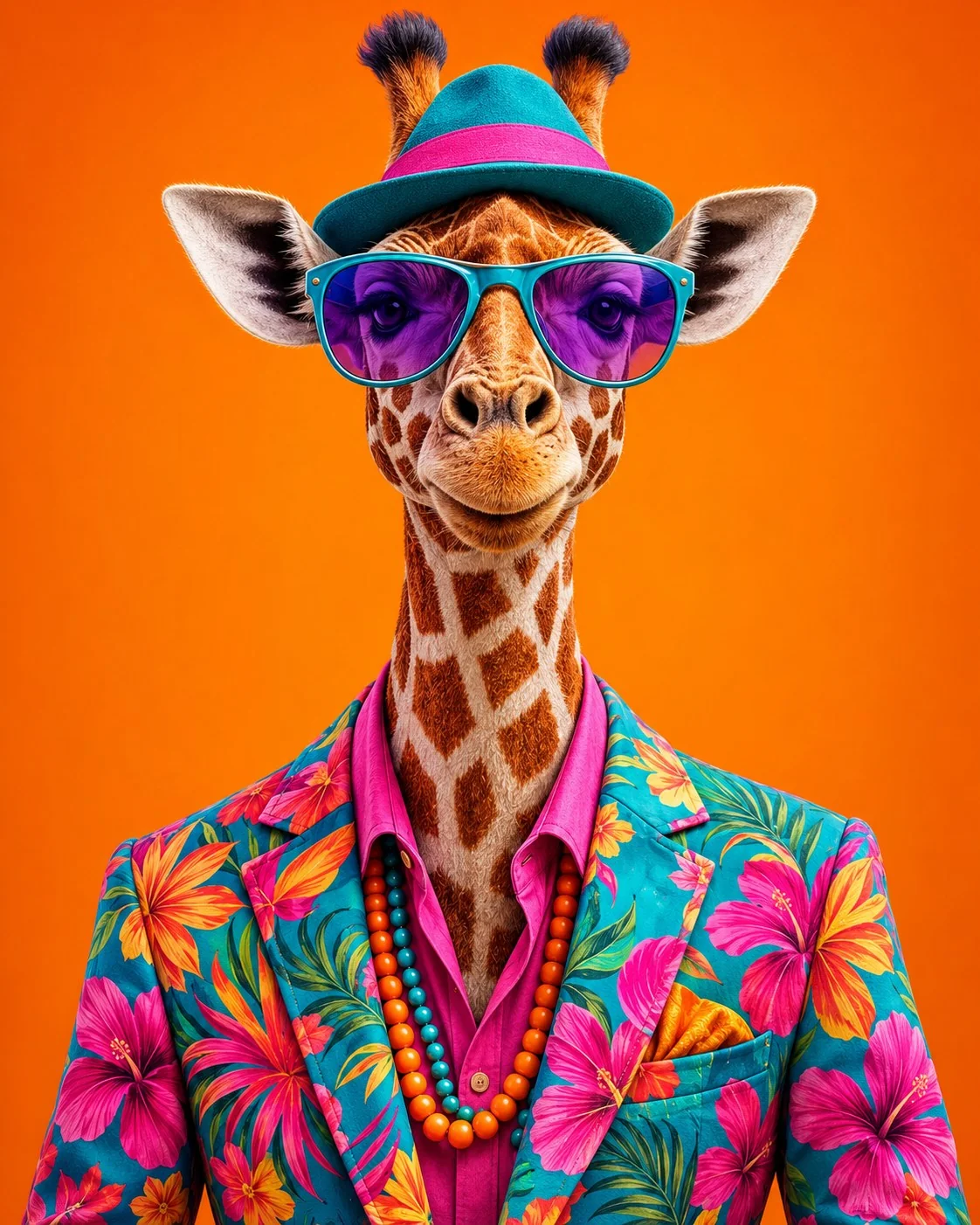 ג'ירפה בתלבושת צבעונית