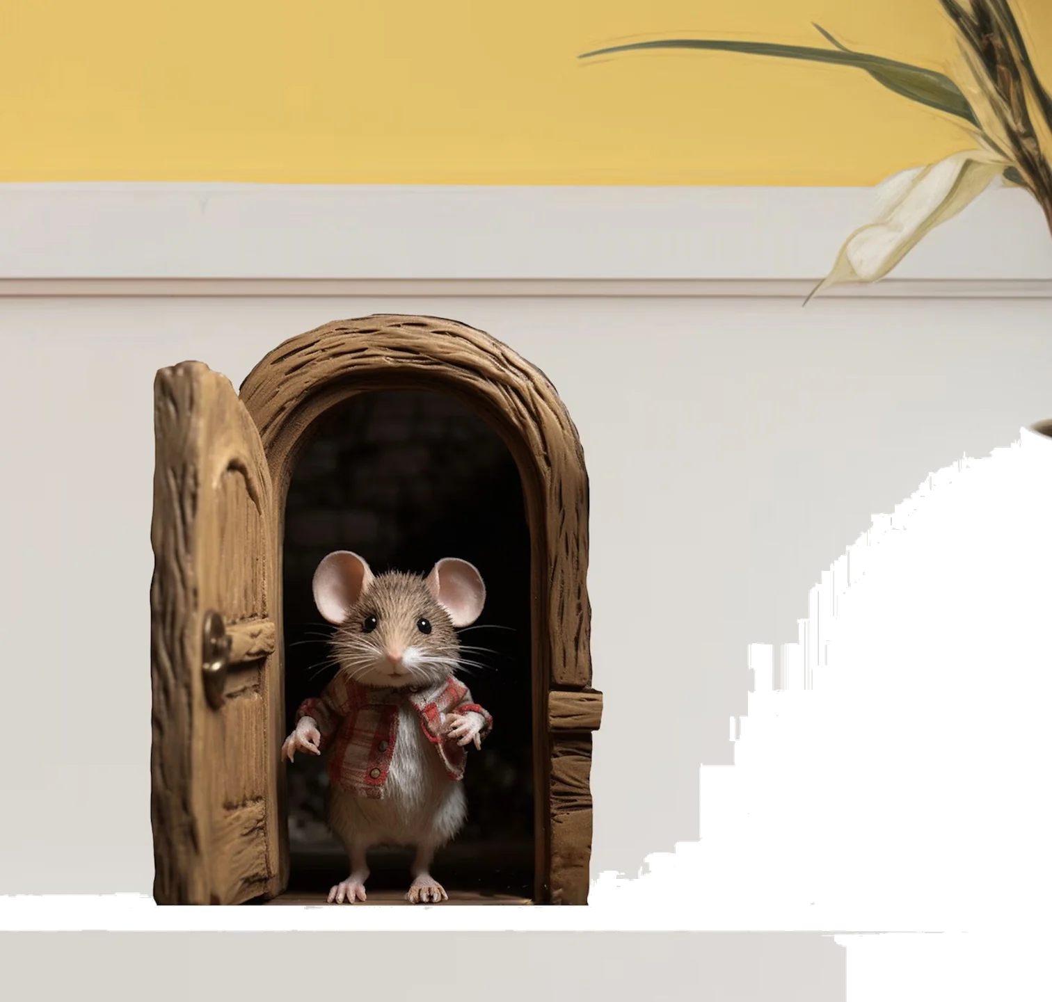 עכברון בדלת העץ