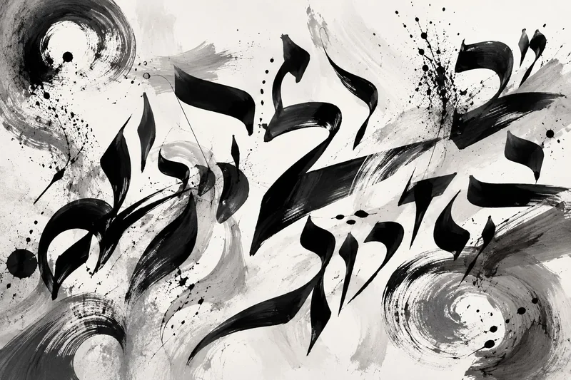 משיכות מכחול שחורות עוצמתיות על רקע לבן עם דיו מתפזר ומסתלסל.