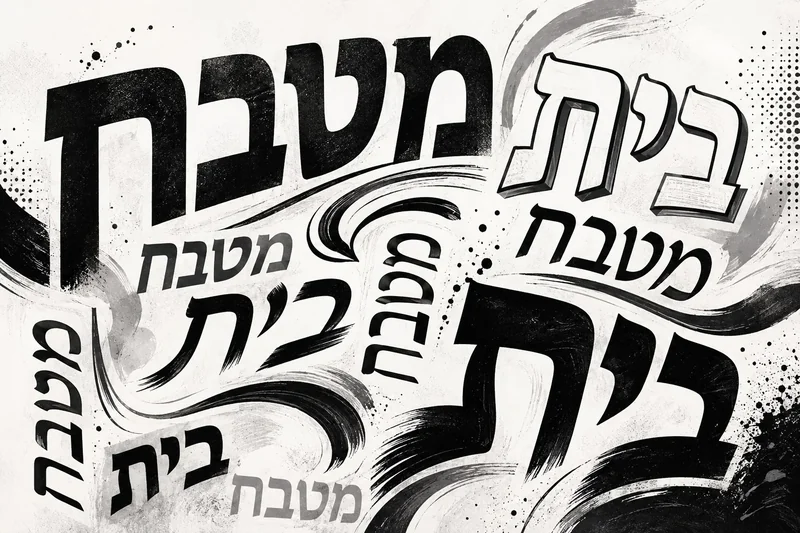 קליגרפיה עברית במילוי שחור על רקע לבן, עם טקסטורה מברשתית דינמית