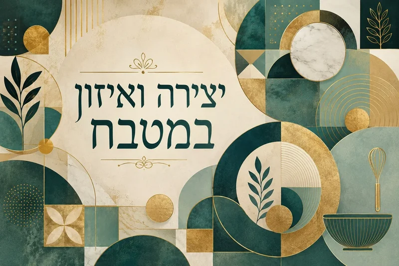 צורות גיאומטריות ודימויי עלים בצבעי תכלת, זהב ושמנת בעיצוב מופשט