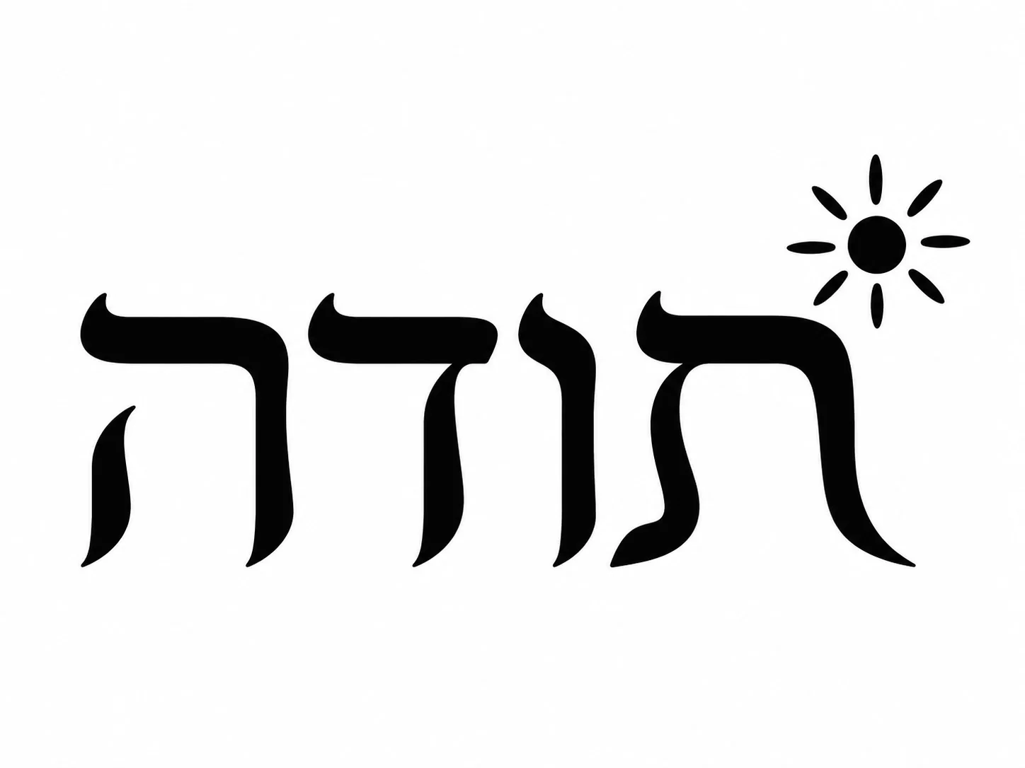 טקסט עברי שחור עם סמל שמש קטן מעליו על רקע לבן, עיצוב מינימליסטי ונקי.